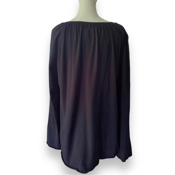 CHASER Bell Sleeve Shirred Henley in Black | Size Large - Picture 8 of 15